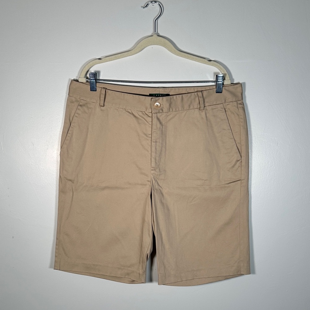 Ralph Lauren Shorts Classic Khaki Cotton Shorts Size 16 High-Rise Tailored Fit B